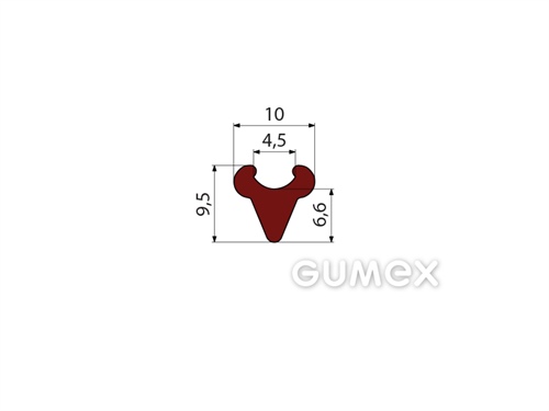 Silikónový profil tvaru "V", 9,5x10mm, 60°ShA, -60°C/+275°C, červenohnedý